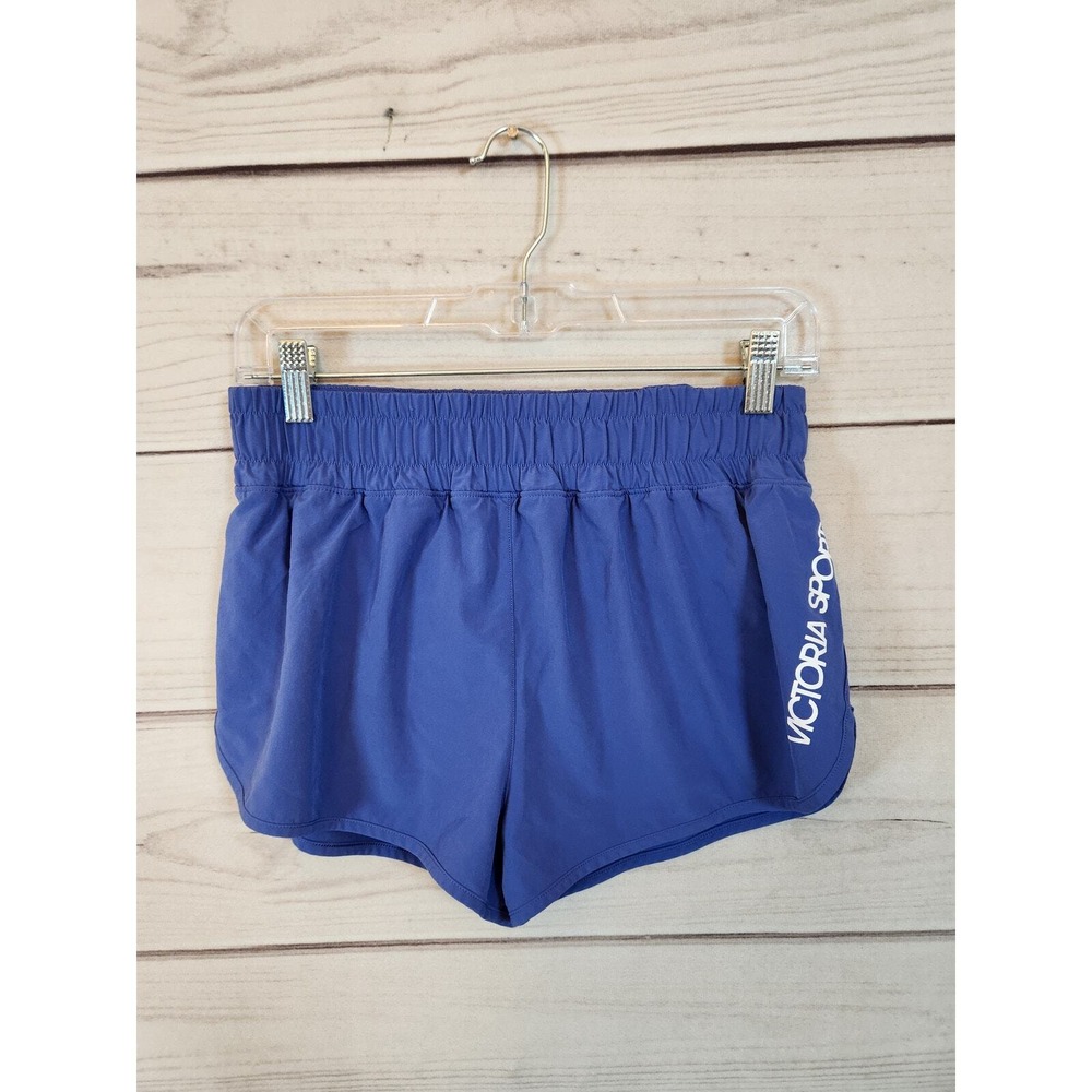 Victoria Sport Women Small Blue Running Shorts Elastic Waist Logo Graphic Active